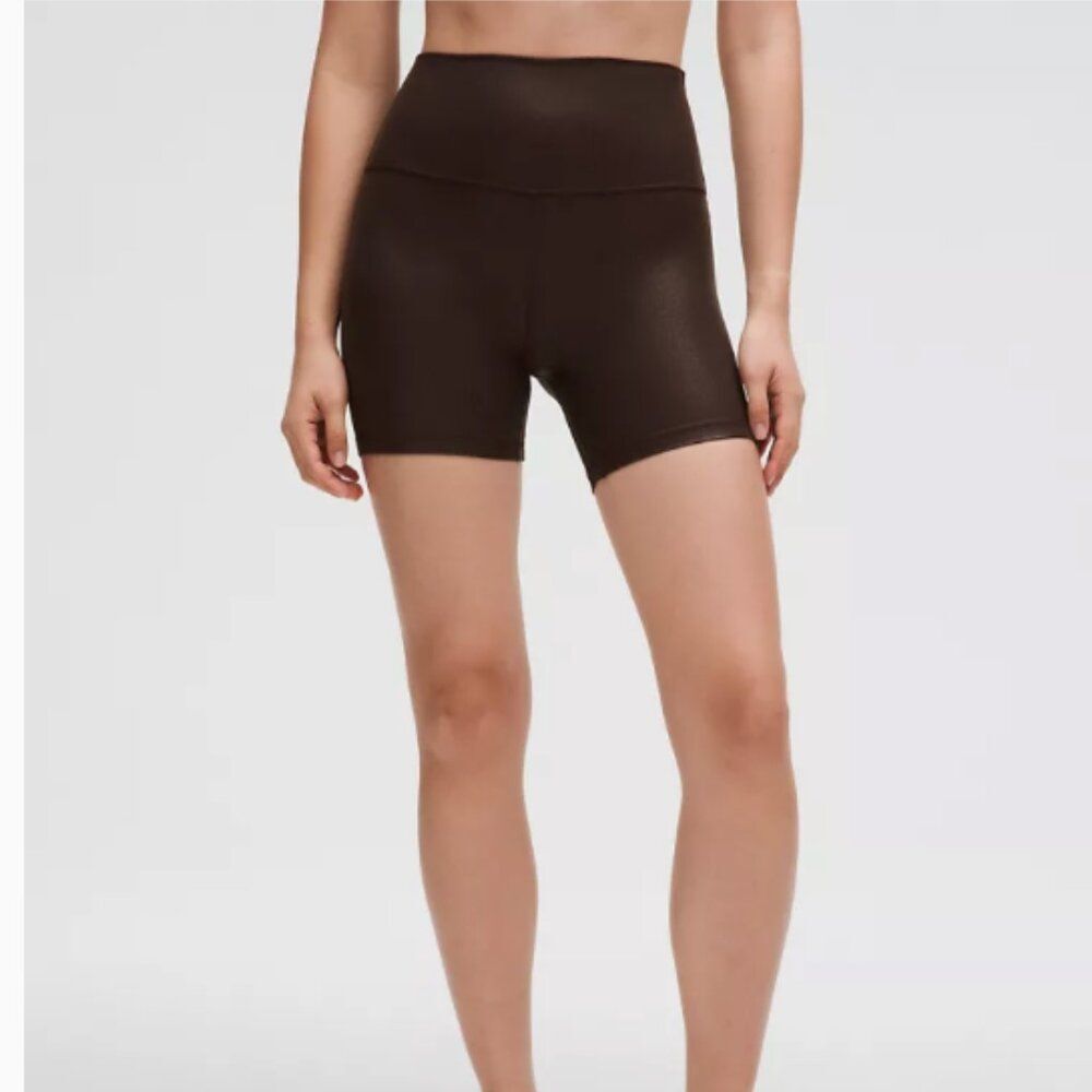 Lululemon align 6" ribbed high rise biker shorts shine size 6 french press